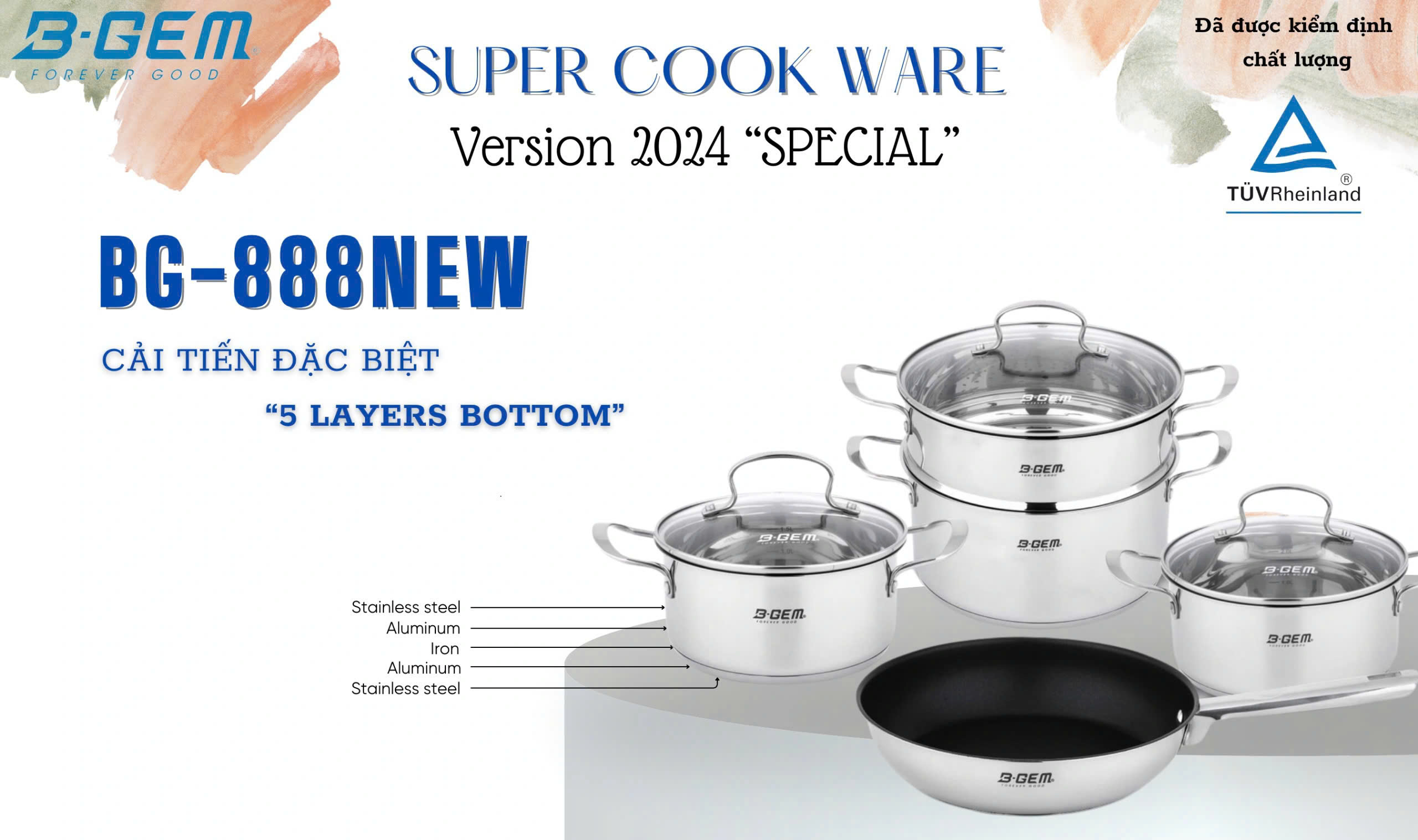Bộ Nồi Inox Cao Cấp B-Gem BG-888New Bộ Nồi Inox Cao Cấp B-Gem BG-888New